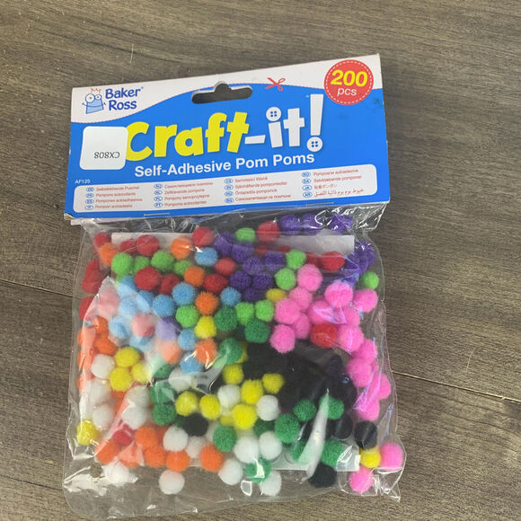 Self Adhesive Fuzzy Plush POM POMS - Pack of 200 10mm - Picture 3 of 8